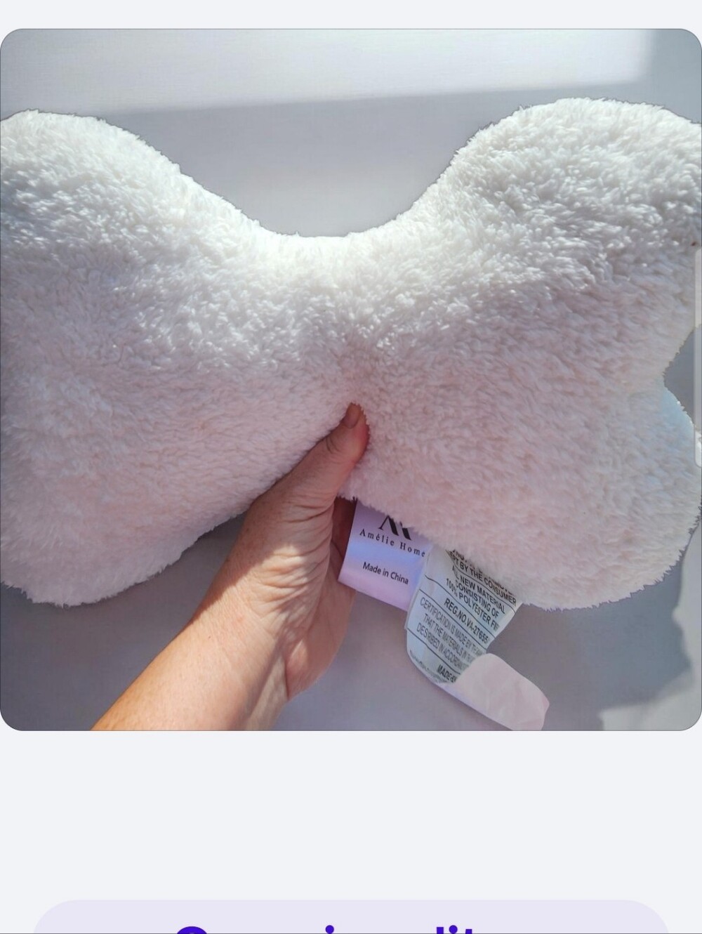 Amélie Home Soft Plush Bone Pillow - Cream/White■ New